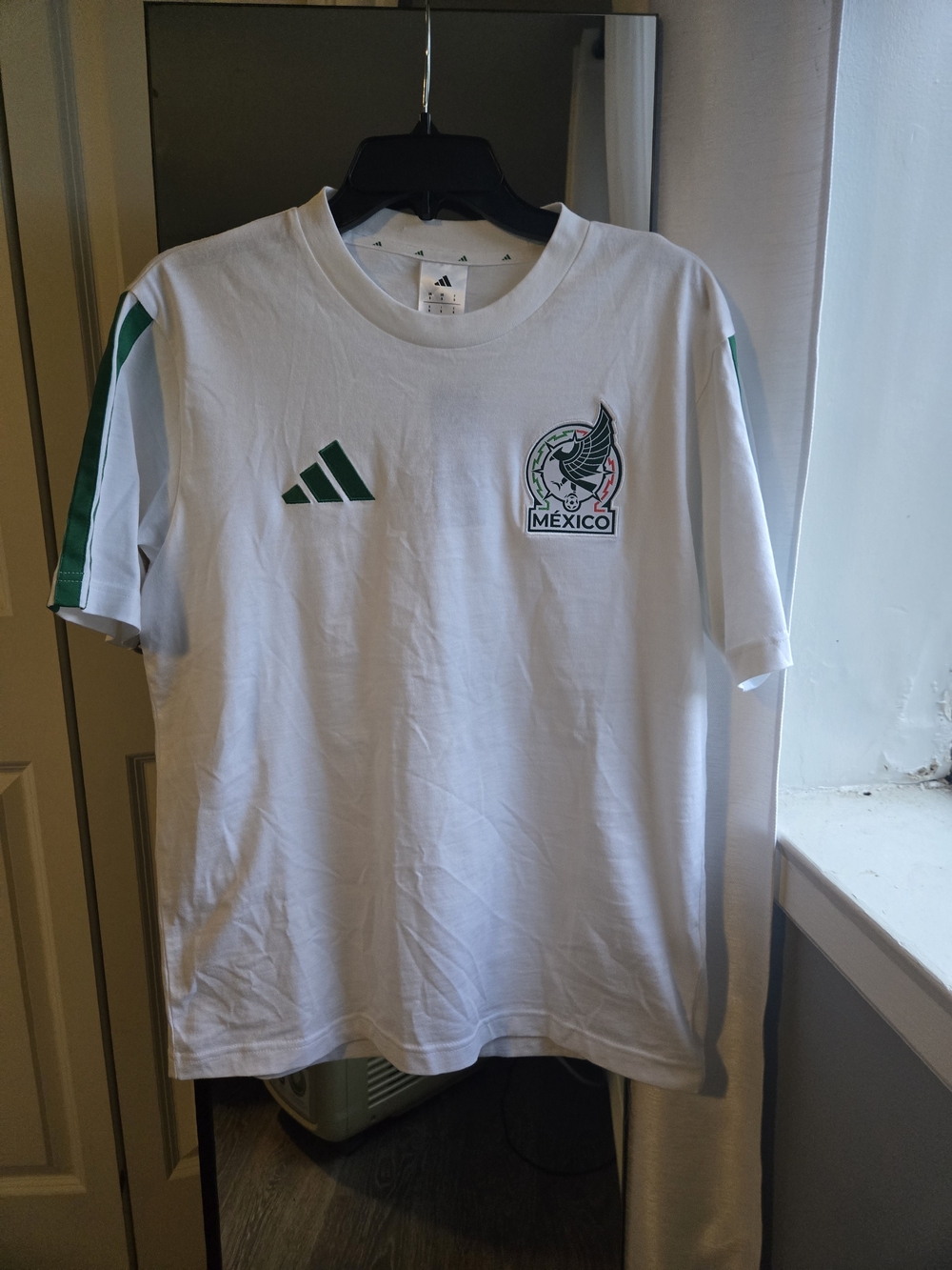 Adidas Mexico FMF DNA Tee White Green Men's Small NWT Official Soccer T-Shirt